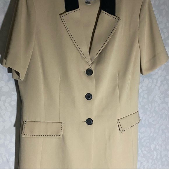 Vintage Danny And Nicole Tan Suit Dress Size 10 Business Wear Career Office - Picture 2 of 8